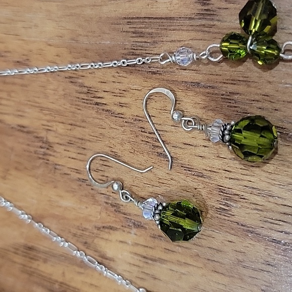 Olivine Swarovski Crystal & Sterling Silver Set - Picture 7 of 9
